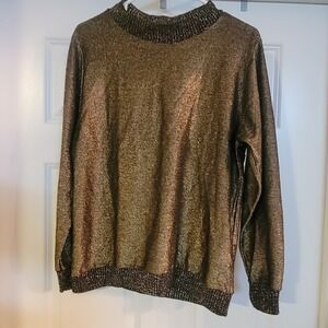 Vintage Lady Blair Blouse Metallic Gold Sparkly Size Large